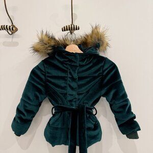 Anais Green Velvet Winter Coat w/Tie (Anais; Size 2-4 YO)